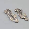 Vintage Rhinestone Clip on Earrings Dangle Silver tone 1.5" Length