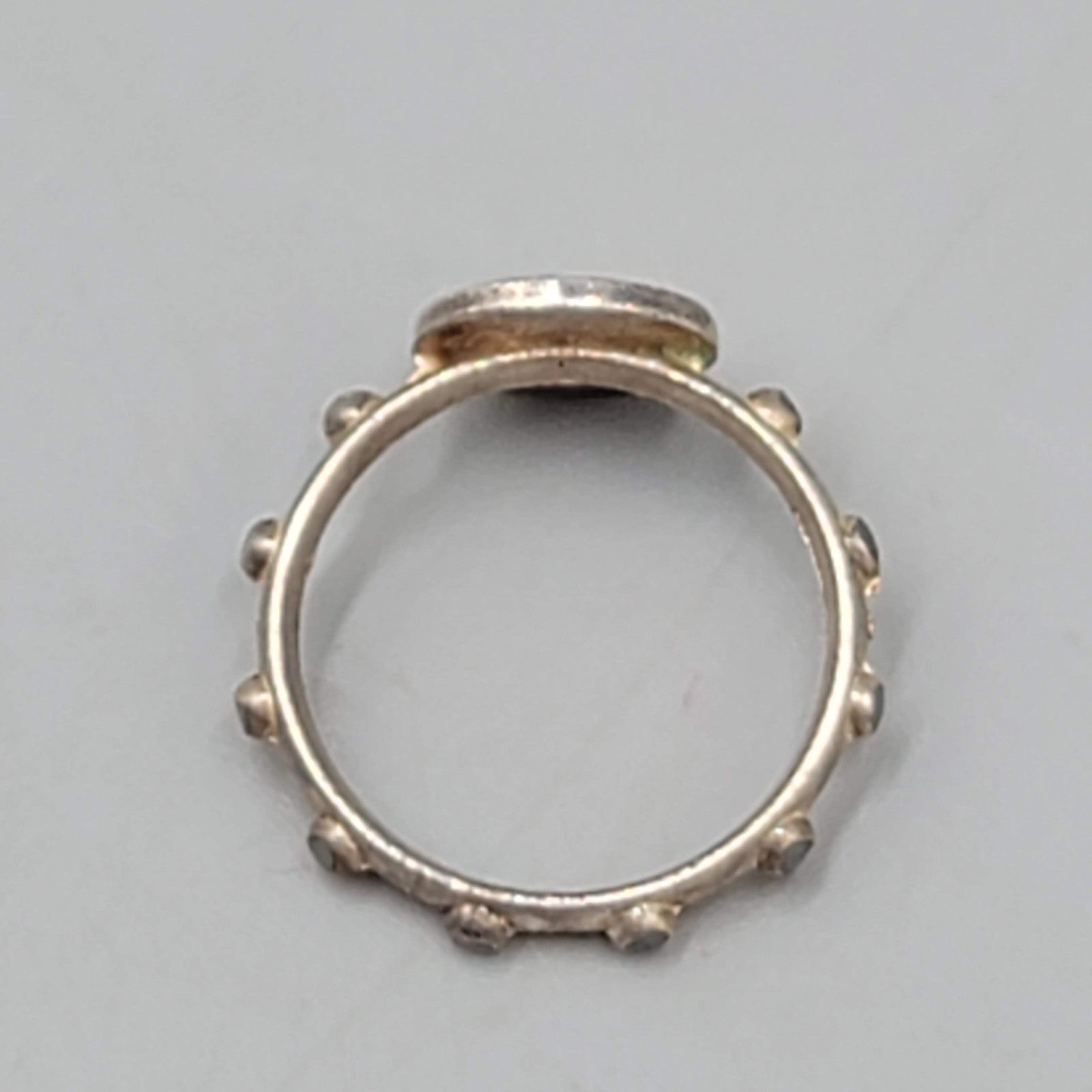 Saint Benedict Silver Tone One Decade Rosary Ring Size 9.25
