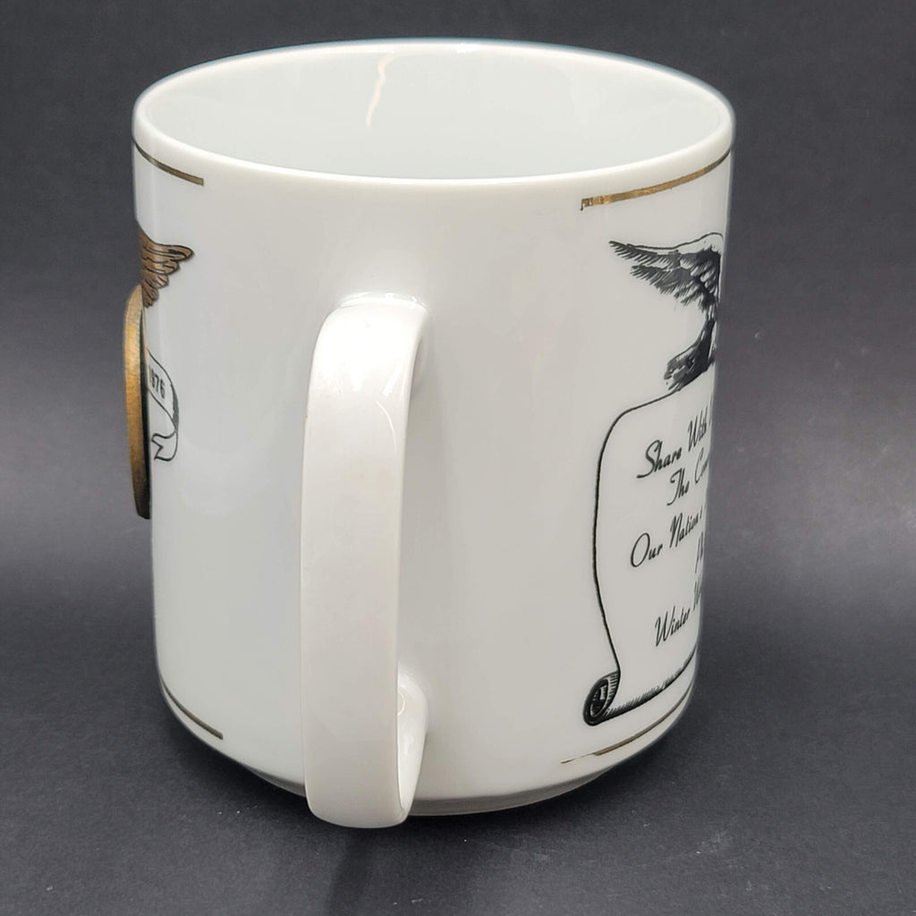 Vintage Bicentennial Coffee Mug 1776-1976 Minuteman Emblem Eagle Coin