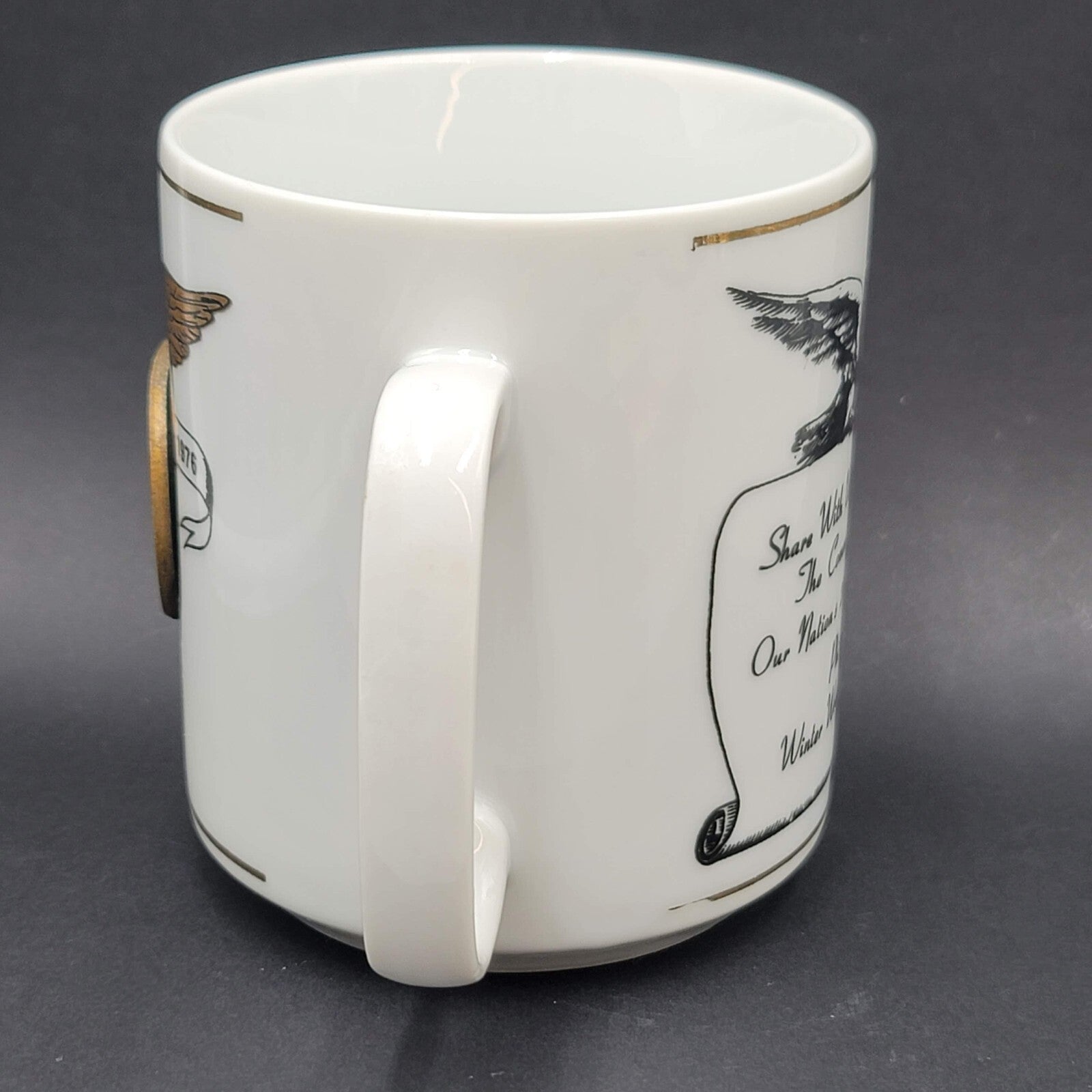 Vintage Bicentennial Coffee Mug 1776-1976 Minuteman Emblem Eagle Coin