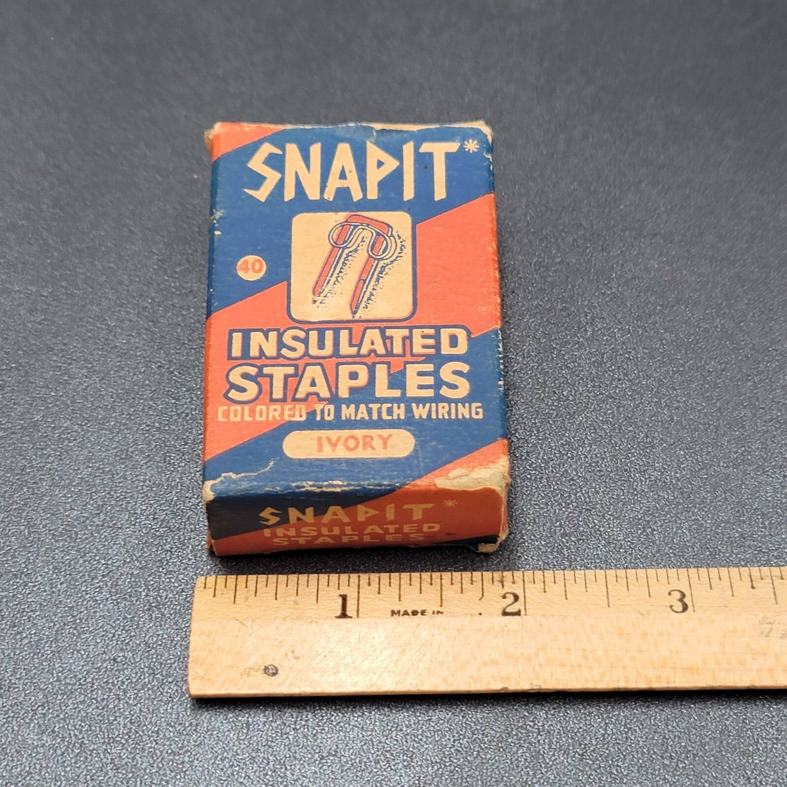 Vintage Mid Century Box of SNAPIT Insulated Staples White