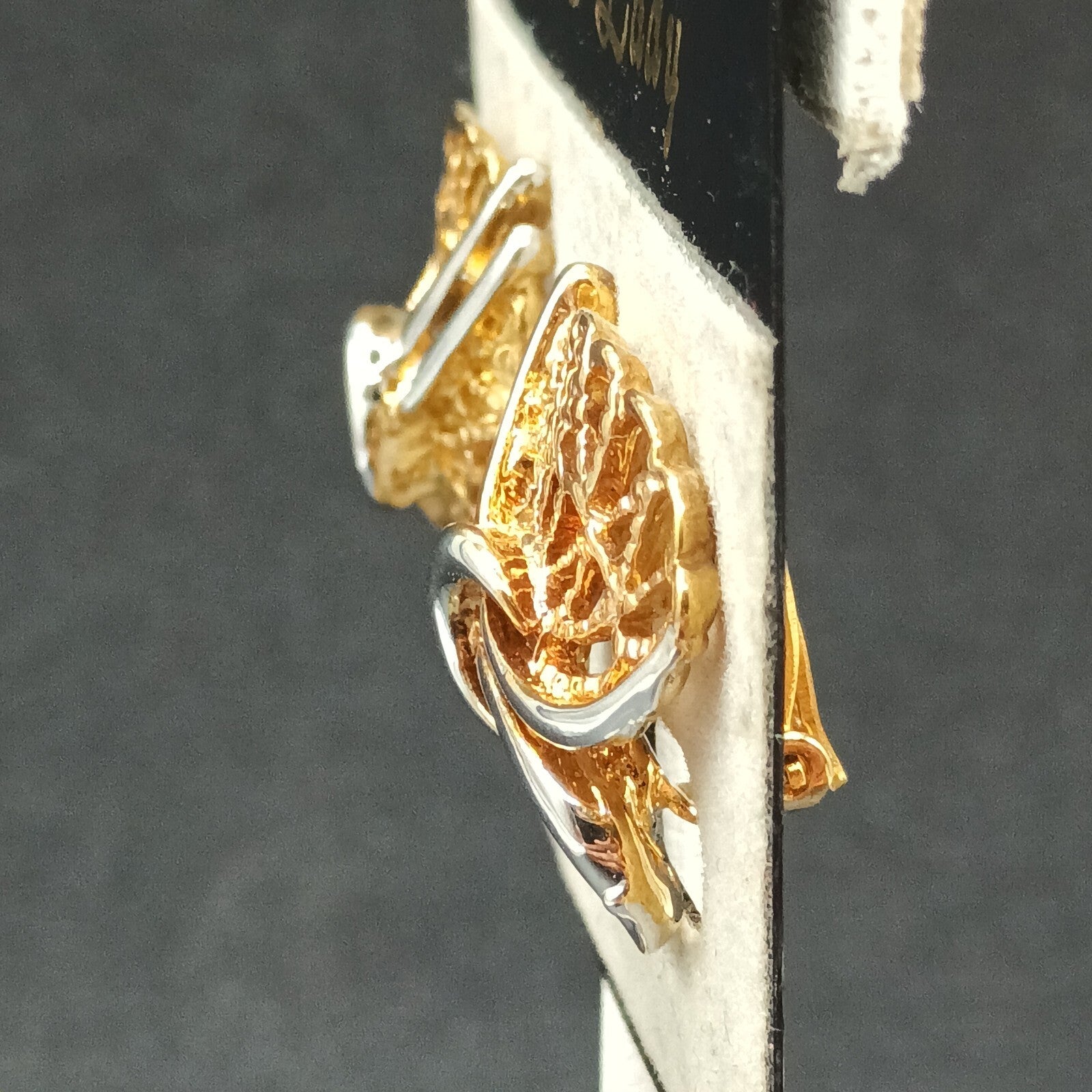 Vintage Fair Lady NOS Clip on Earrings Two tone Open Work Drop 7/8"