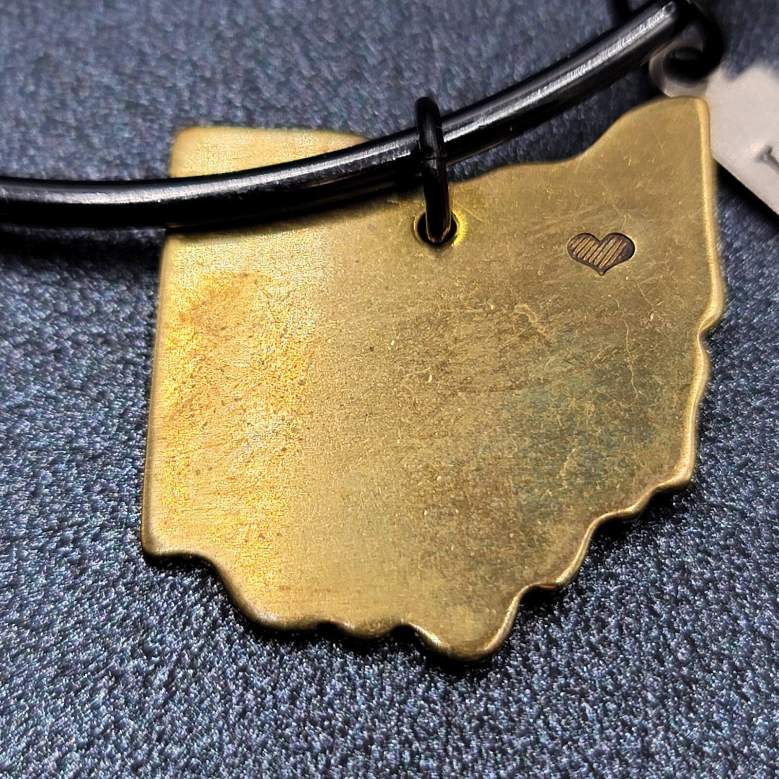 Black Bangle Bracelet Ohio Home Charm Dangle 8.5"