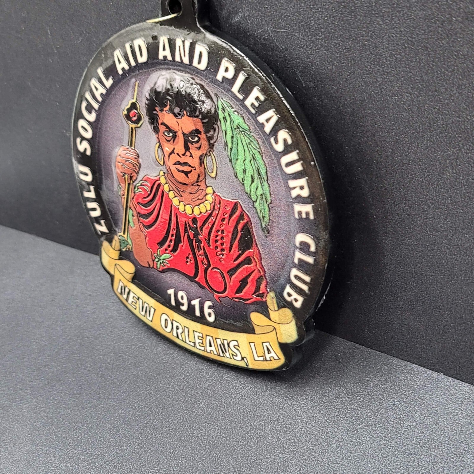 Zulu Social Pleasure Club 1916 Witchdoctor New Orleans Wall Plaque 4.25"