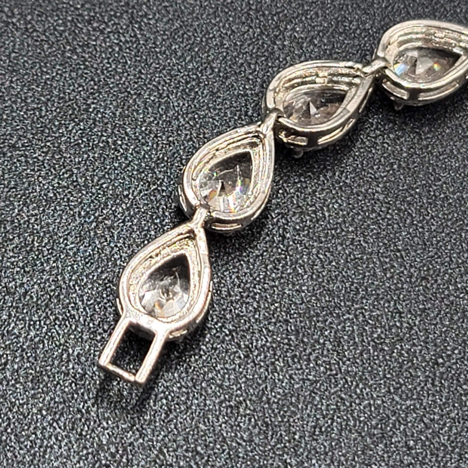 Silver Plated Pear Cut Cubic Zircon Bridal Tennis Bracelet Wedding Jewelry 6.75"