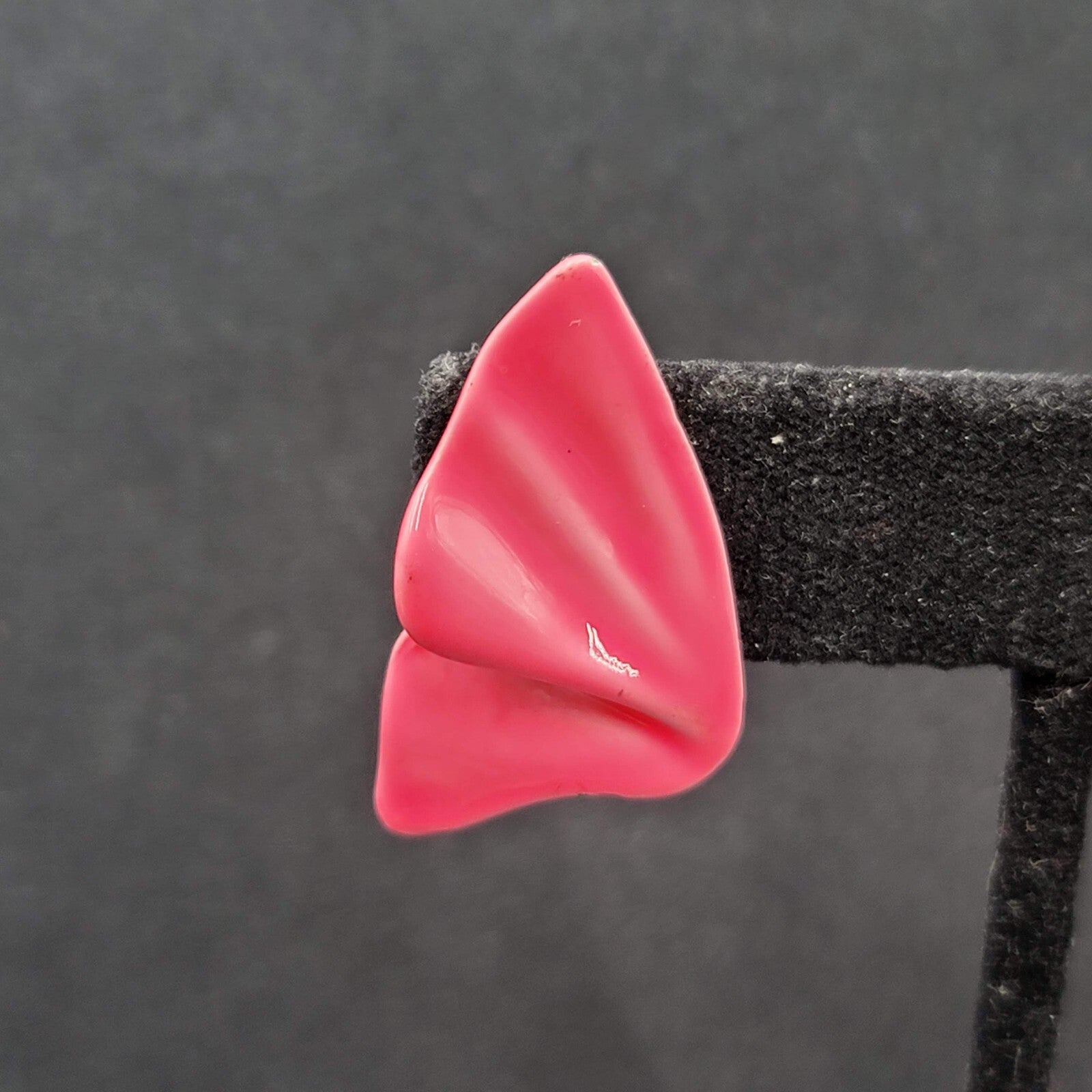 Vintage Pierced Earrings Hot Pink Enamel Statement Drop 1.25"