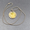 Necklace Signed Isabella Silver tone Bird Clock Pendant Ball Chain 18"