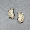 Vintage Clip on Earrings Textured Silver tone Drop 1  1/8"