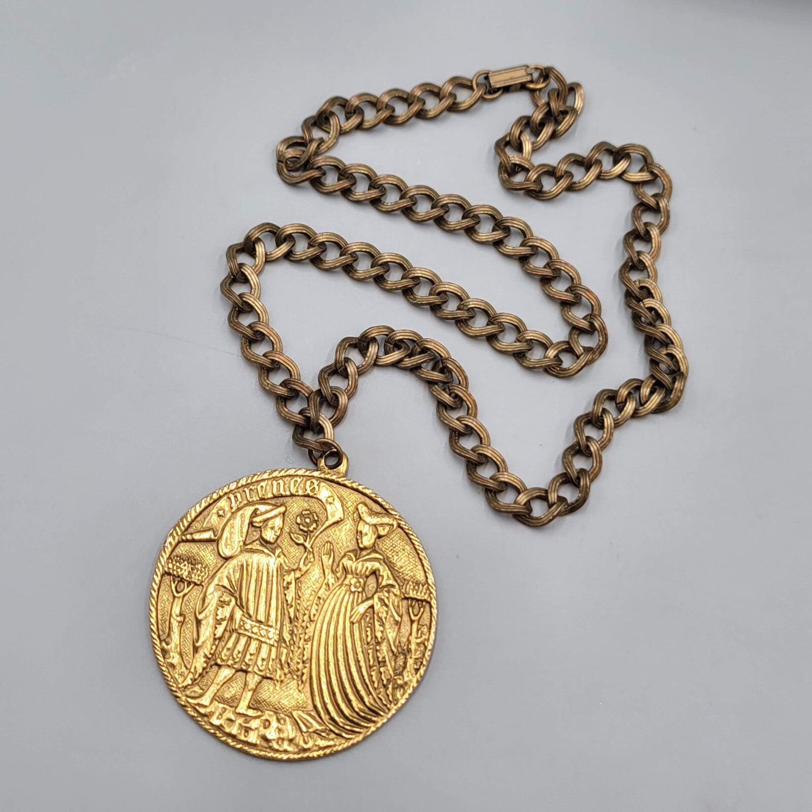 Vintage Alva Museum Replica Necklace The Lovers Gold tone 24"