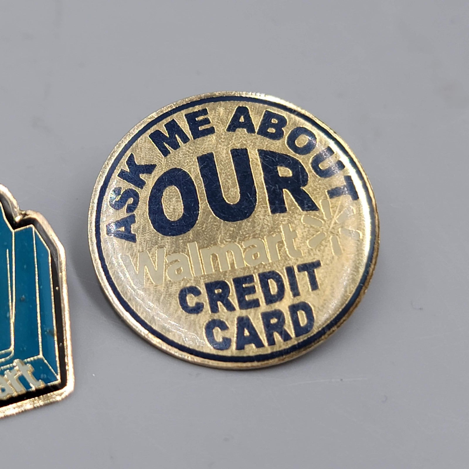 Vintage Walmart Employee Pins Cashiers Credit Card Lot of 2