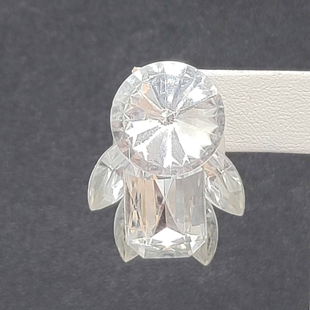 Pierced Earrings Silver tone Large Statement Acrylic Sparkle 1 3/8"