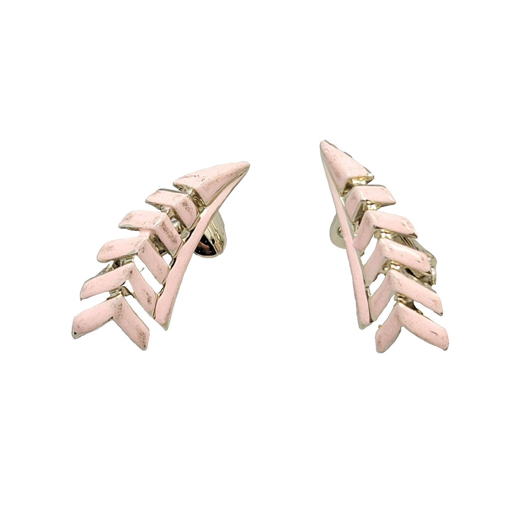 Vintage Pink Enamel Climber Clip on Earrings 1 in
