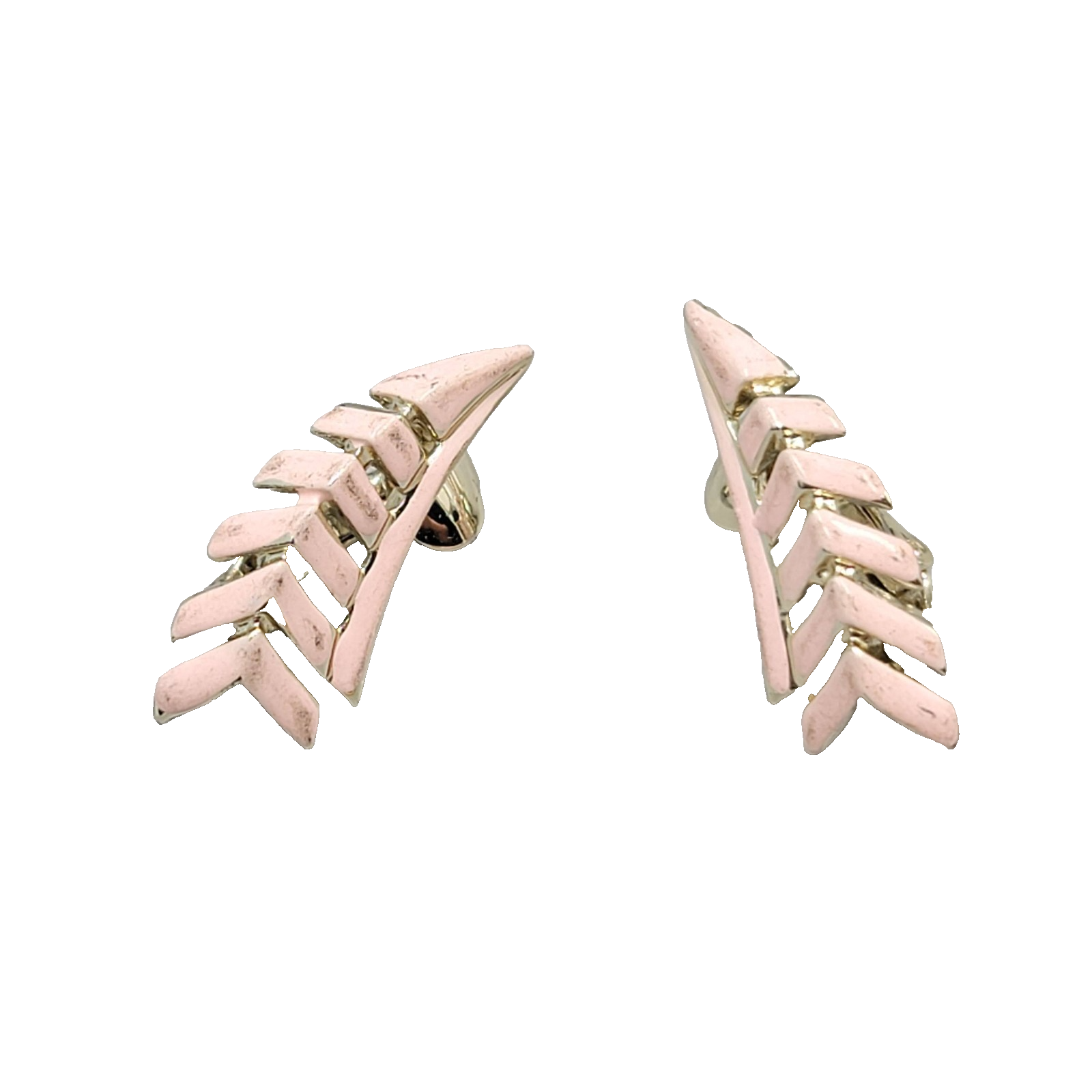 Vintage Pink Enamel Climber Clip on Earrings 1 in