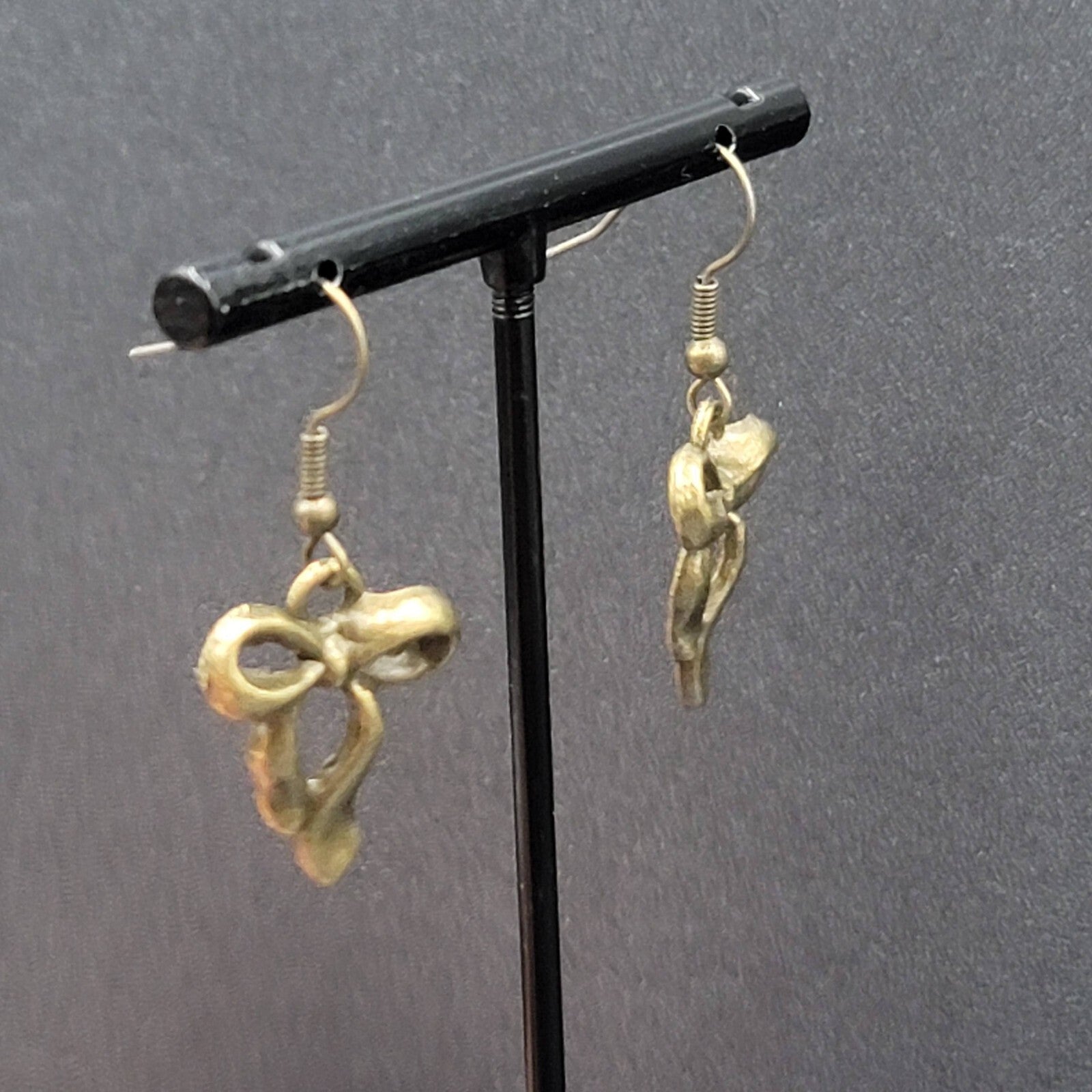 New Bow Pierced Earrings Bronze tone Dangle 7/8"