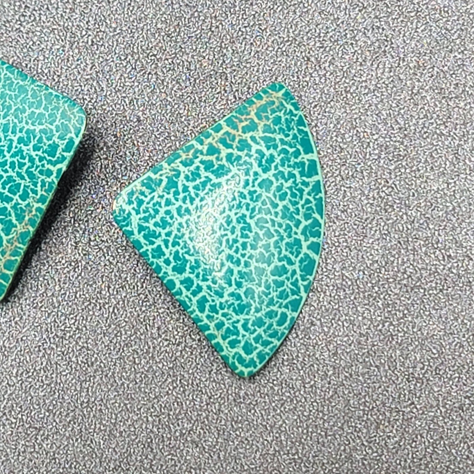 Vintage Pierced Earrings Teal Blue Crackle Enamel Statement Drop 1 5/8"