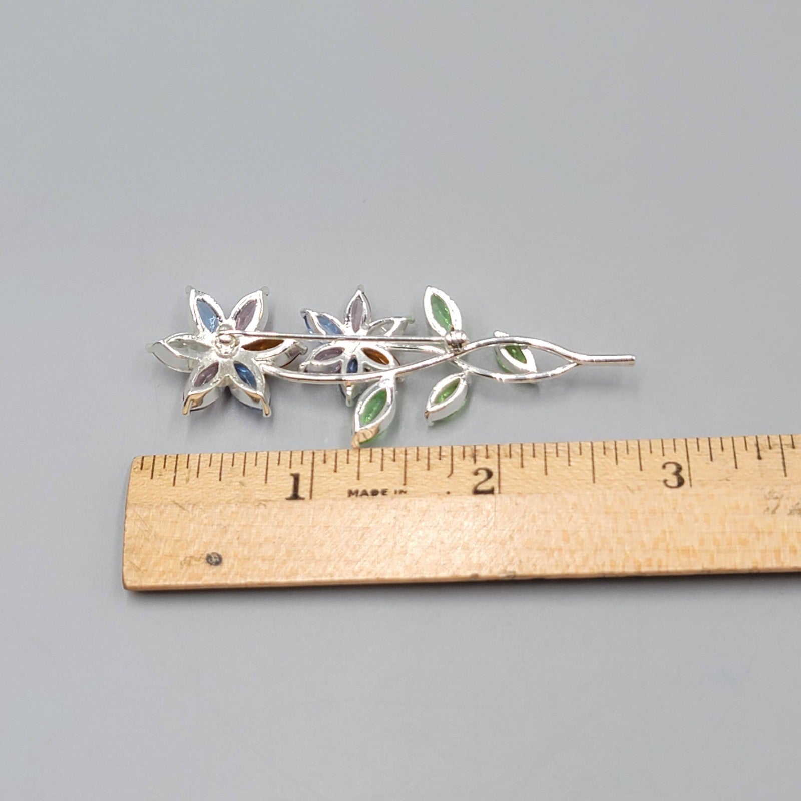 Vintage Monet Flower Brooch Multi-Colored Rhinestones 2.75 in