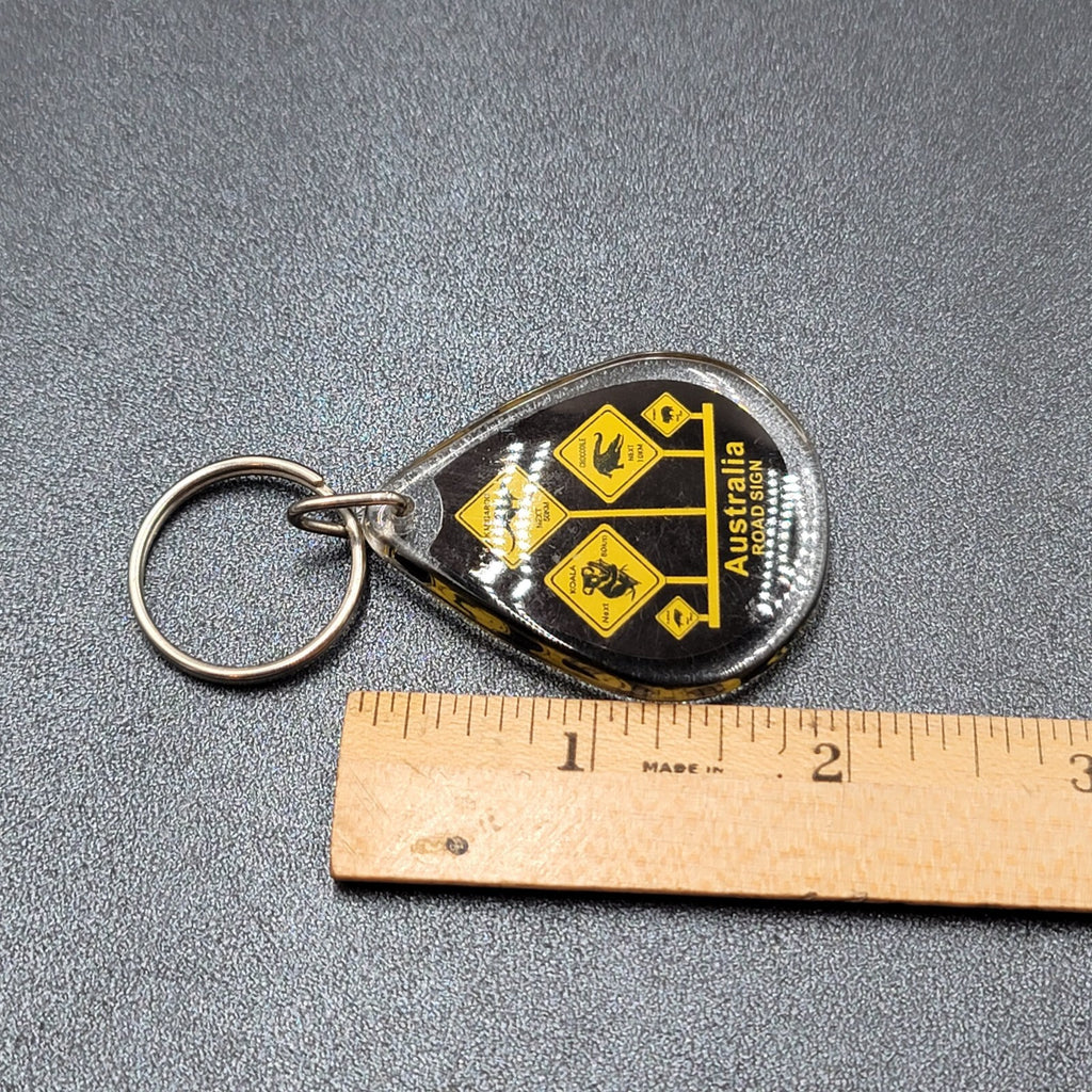 Australia Road Sign Acrylic Keychain 2 in Black Yellow FREE SHIPPING