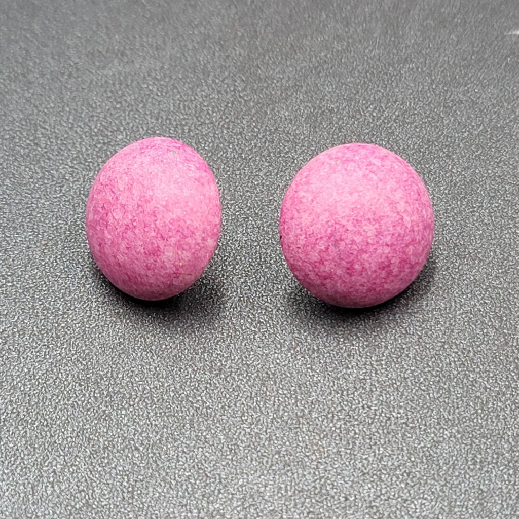 Vintage Pierced Earrings Dome Purple Enamel Round 7/8"