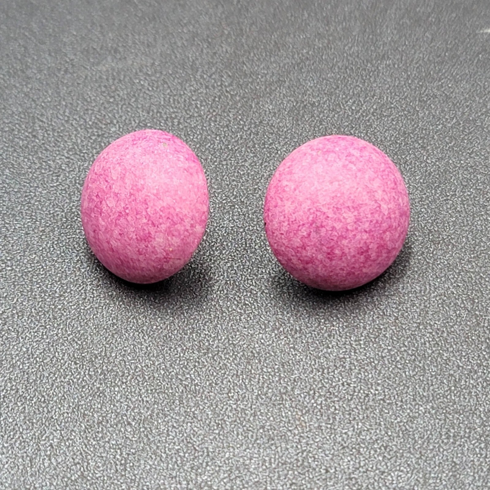 Vintage Pierced Earrings Dome Purple Enamel Round 7/8"