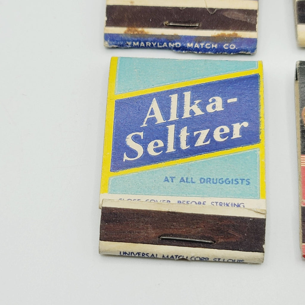 Vintage Advertising Matchbooks Lot of 4 Alka Seltzer Mrs Jessees Quaker Schenley