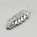 Vintage Gerrys Leaf Brooch Pin Blue Beads 2.25"