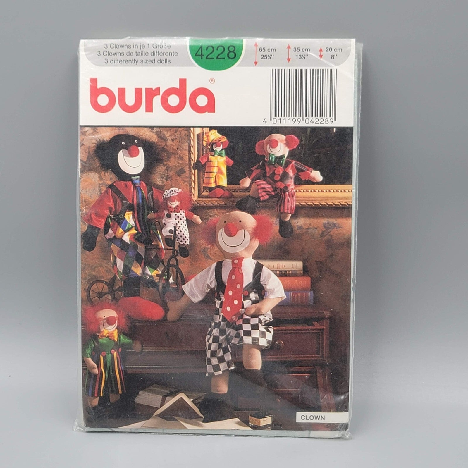 Vintage BURDA Sewing Craft Pattern 4228 Clown Dolls UNCUT