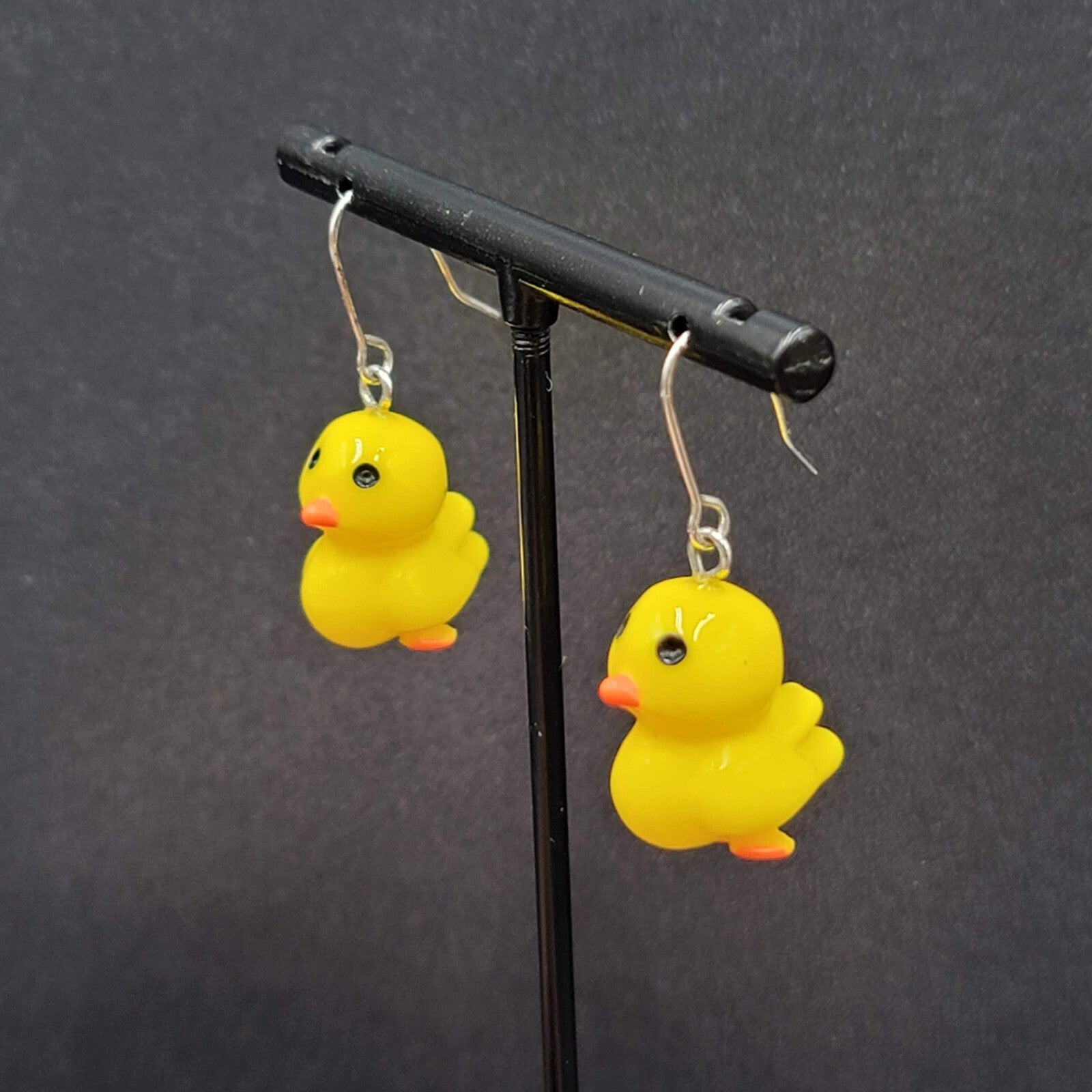 Rubber Duckie Pierced Earrings Yellow Acrylic Dangle 1"
