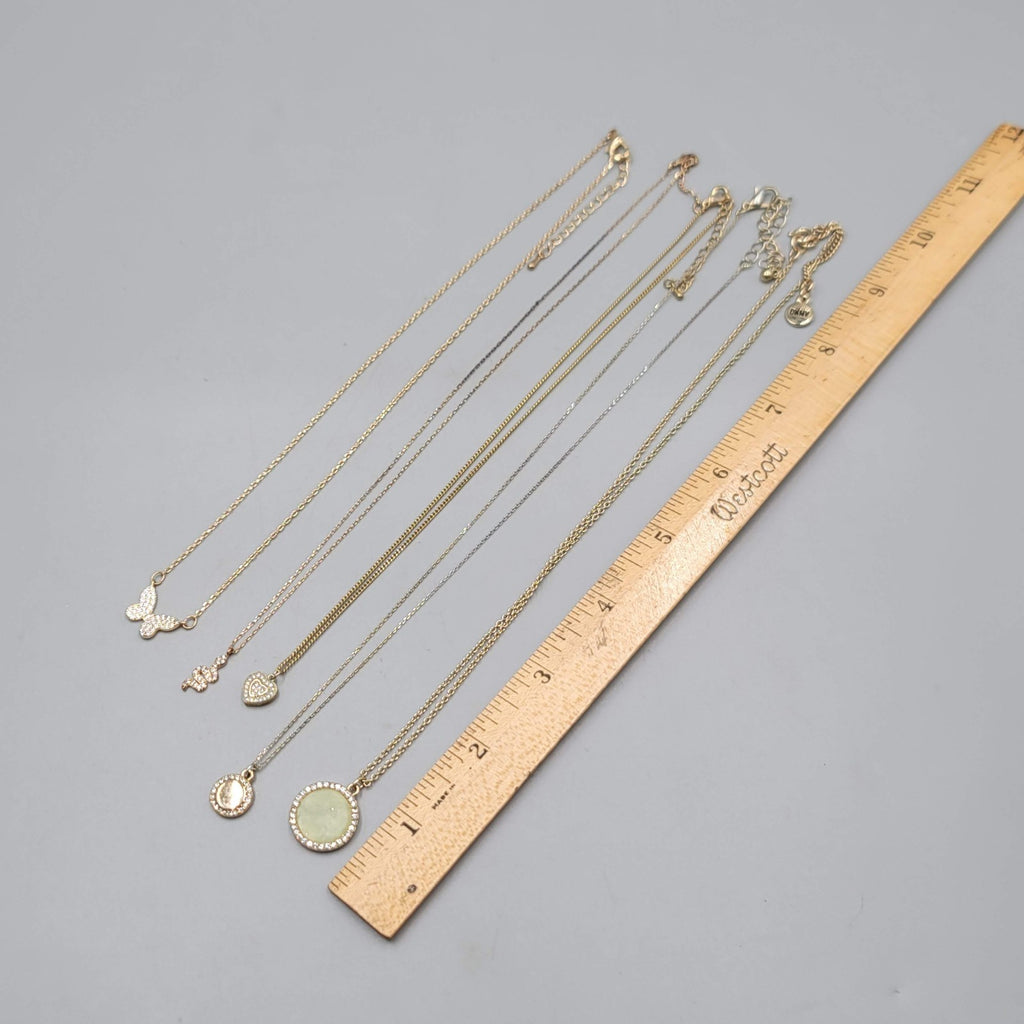 Necklace Lot of 4 Gold tone Petite Pendants Heart Snake Crystal