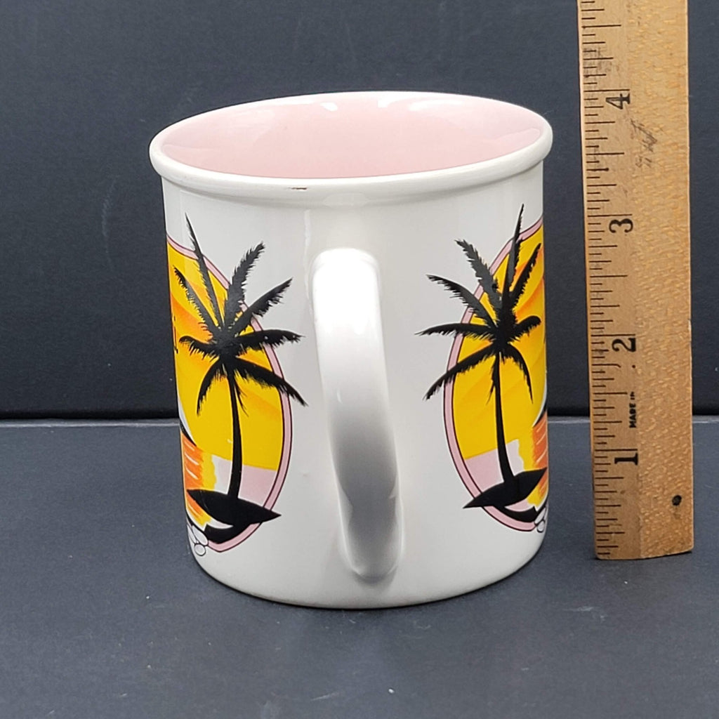 Vintage Hawaii Coffee Mug Hilo Hattie Palm Trees Sunset Souvenir
