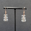 New Clear Gummy Bear Pierced Earrings Rose Gold tone Hooks Dangle 3/4"