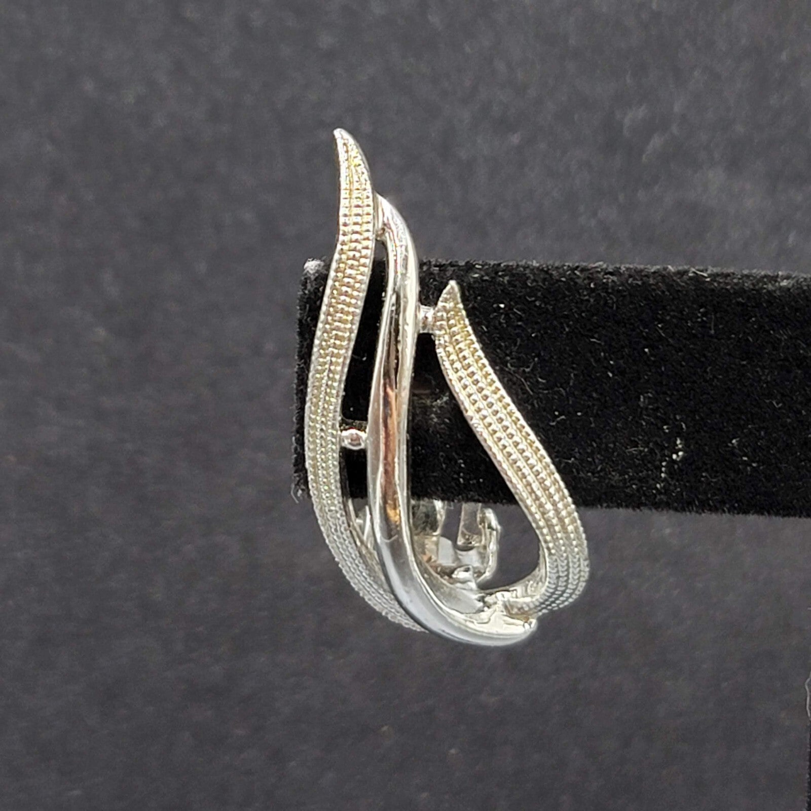 Vintage Sarah Cov Clip on Earrings Open Work Silver tone Climber 1.25"