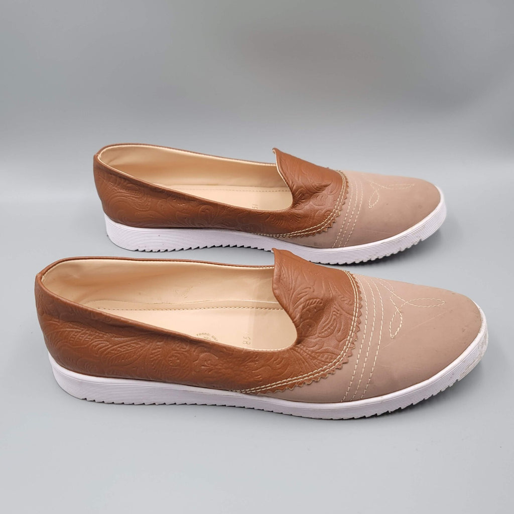 Andrade Womens Slip On Brown Western Saddle Shoe Leather Sz 8
