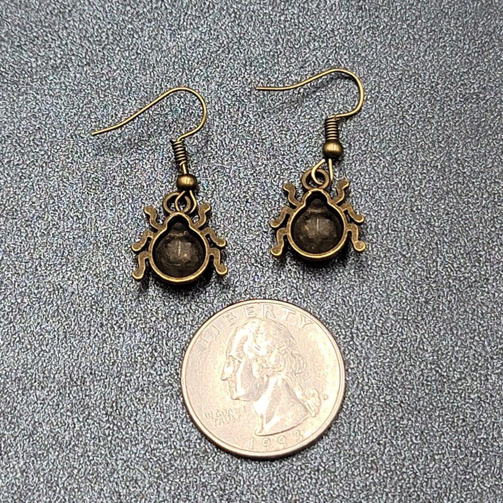 Ladybug Pierced Earrings Dangle Bronze tone 5/8"