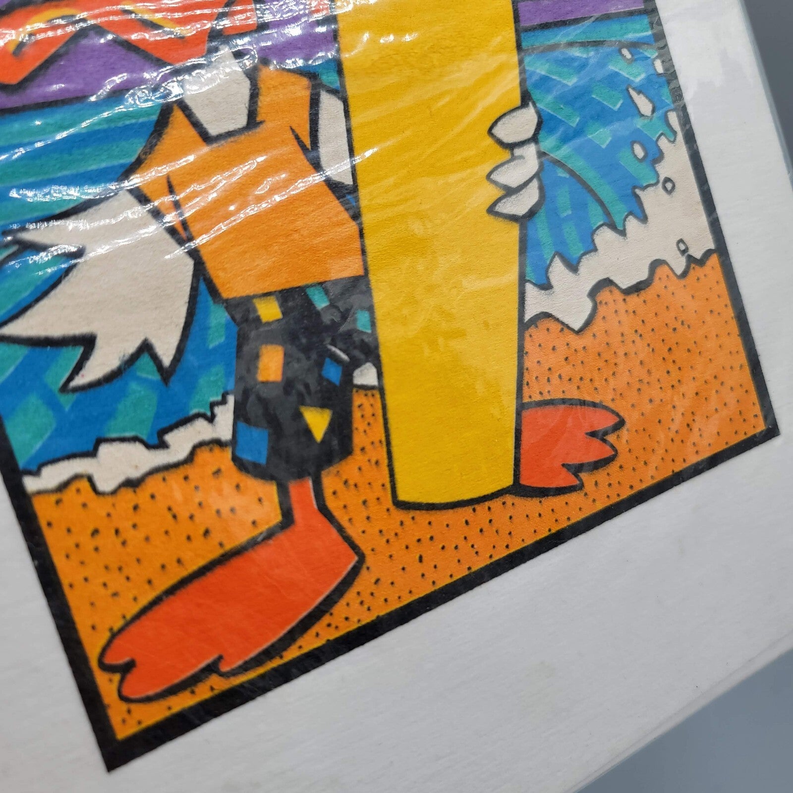 Vintage Cartoon Duck Beach Iron On Transfer Lot of 2 Surfboard Sun 1980s