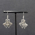 Bee Flying Insect Pierced Earrings Silver tone Dangle 1"