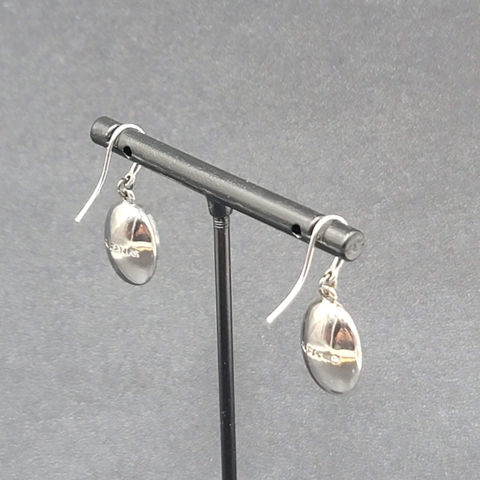 Alfani Pierced Earrings Black Metal Faceted Glass Dangle 5/8"