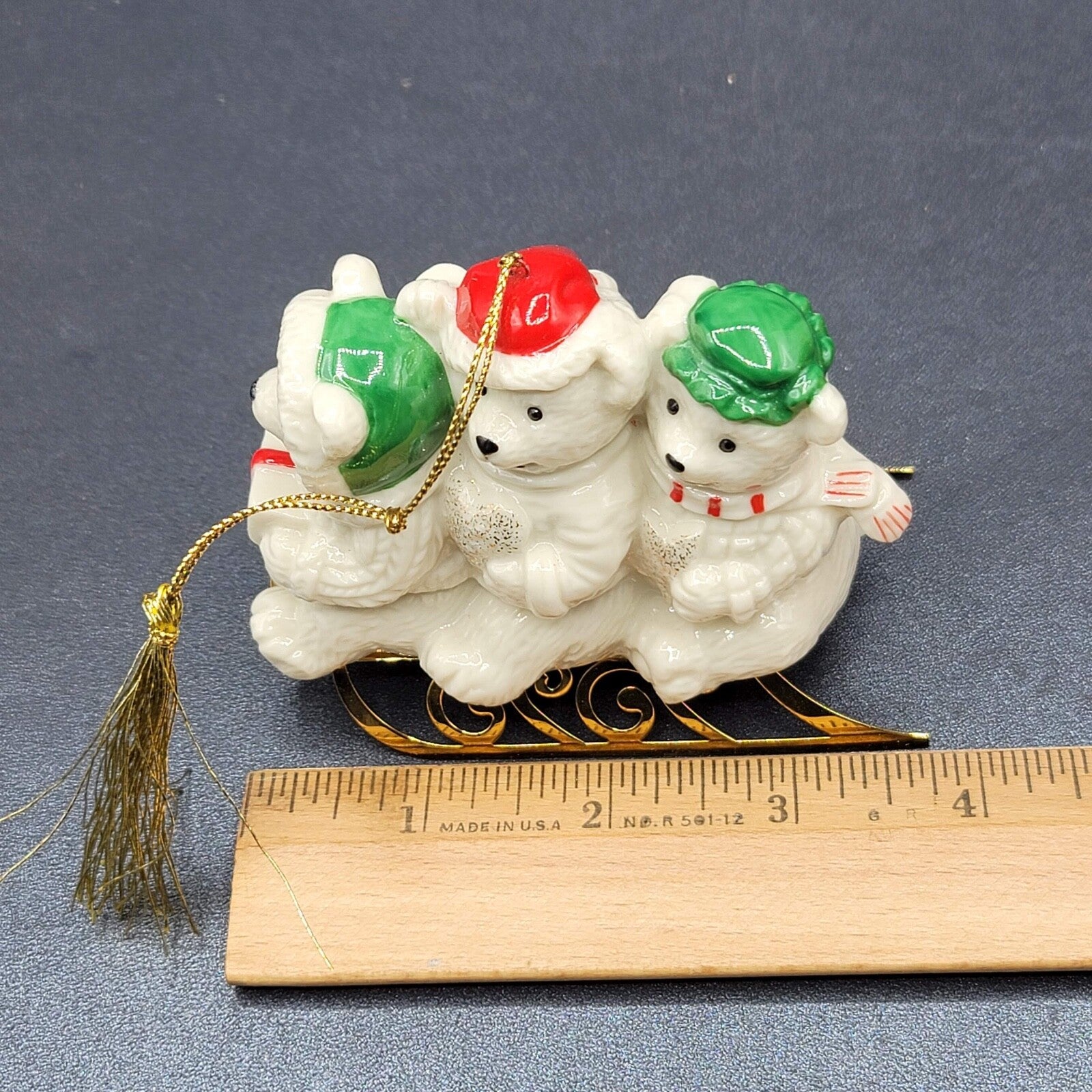 Mikasa Holiday Bear Sleigh Christmas Ornament w Box