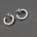 Pierced Earrings Silver tone White Beaded Hoops 3/4"