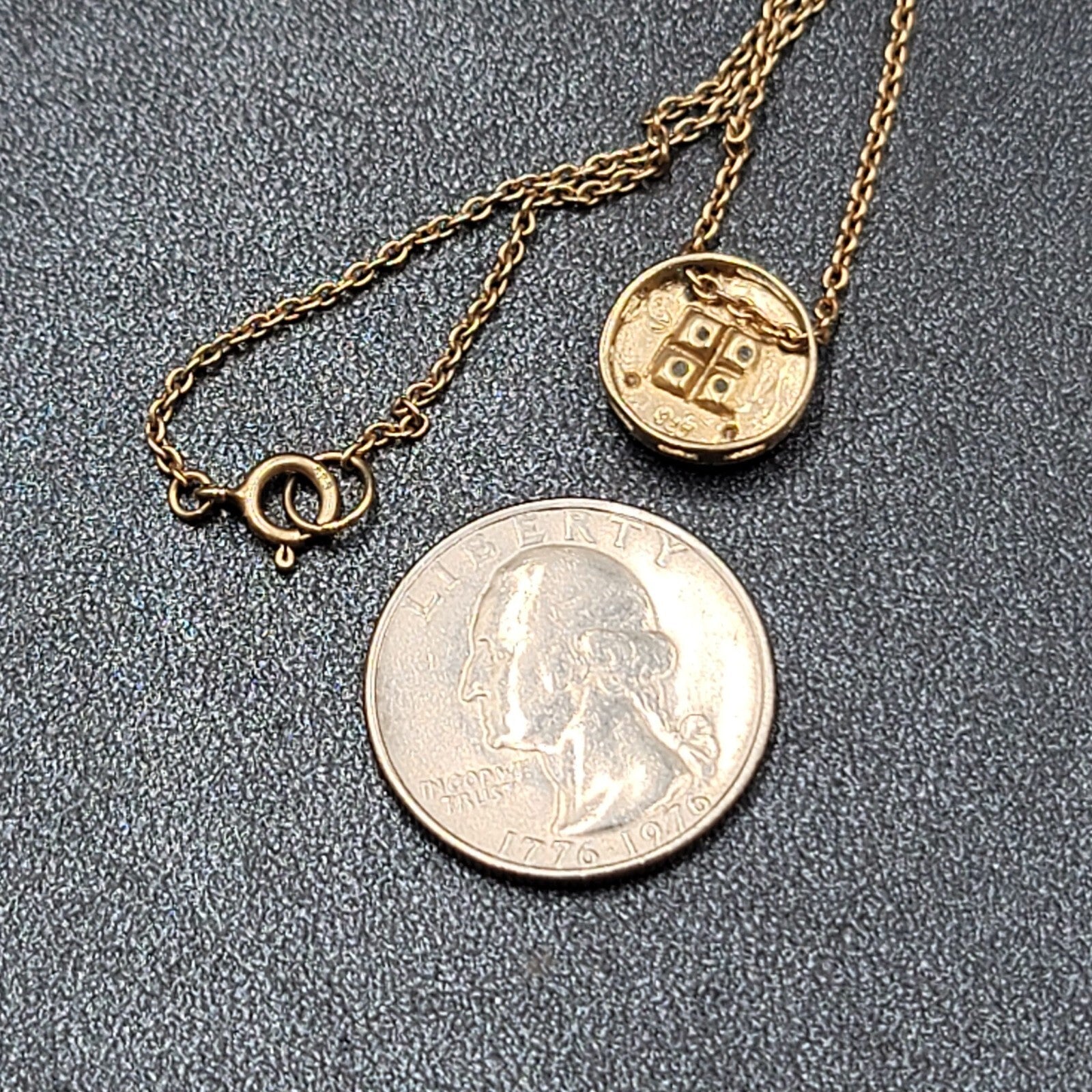 Gold Plated Sterling Silver Cubic Zirconia Pendant Necklace 16 in chain