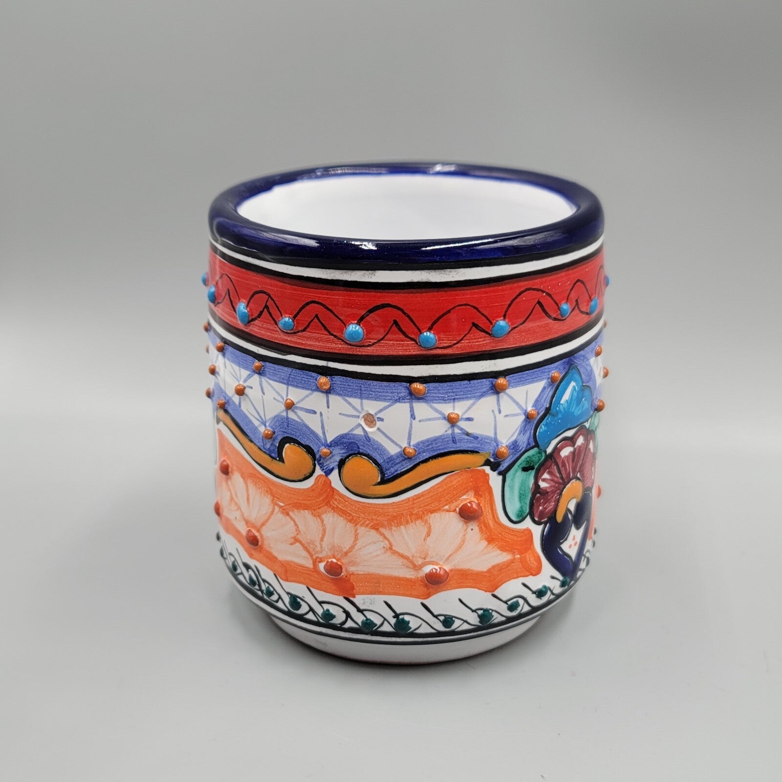 Talavera Pottery Coffee Mug Mexico Mexican Ceramic Hand Painted Red