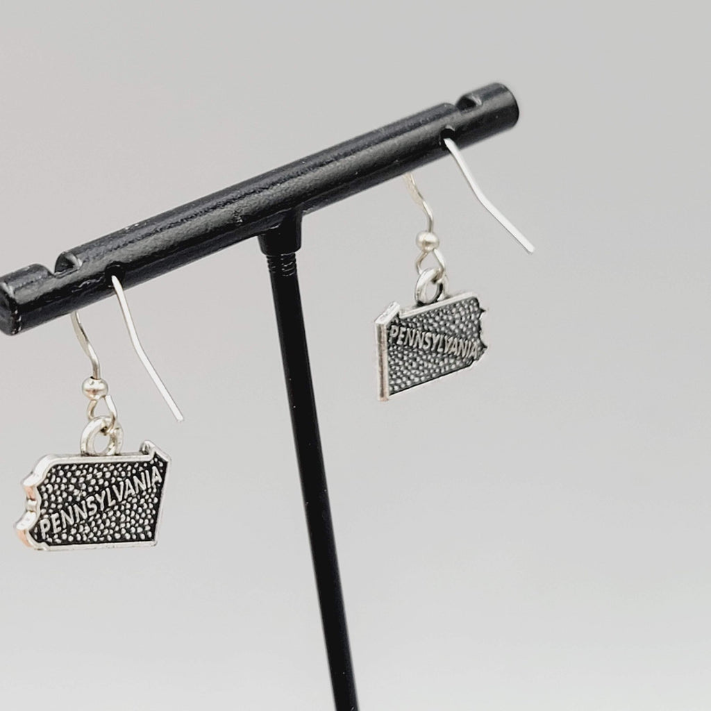 State of Pennsylvania Pierced Earrings Silver tone Dangle 3/8"