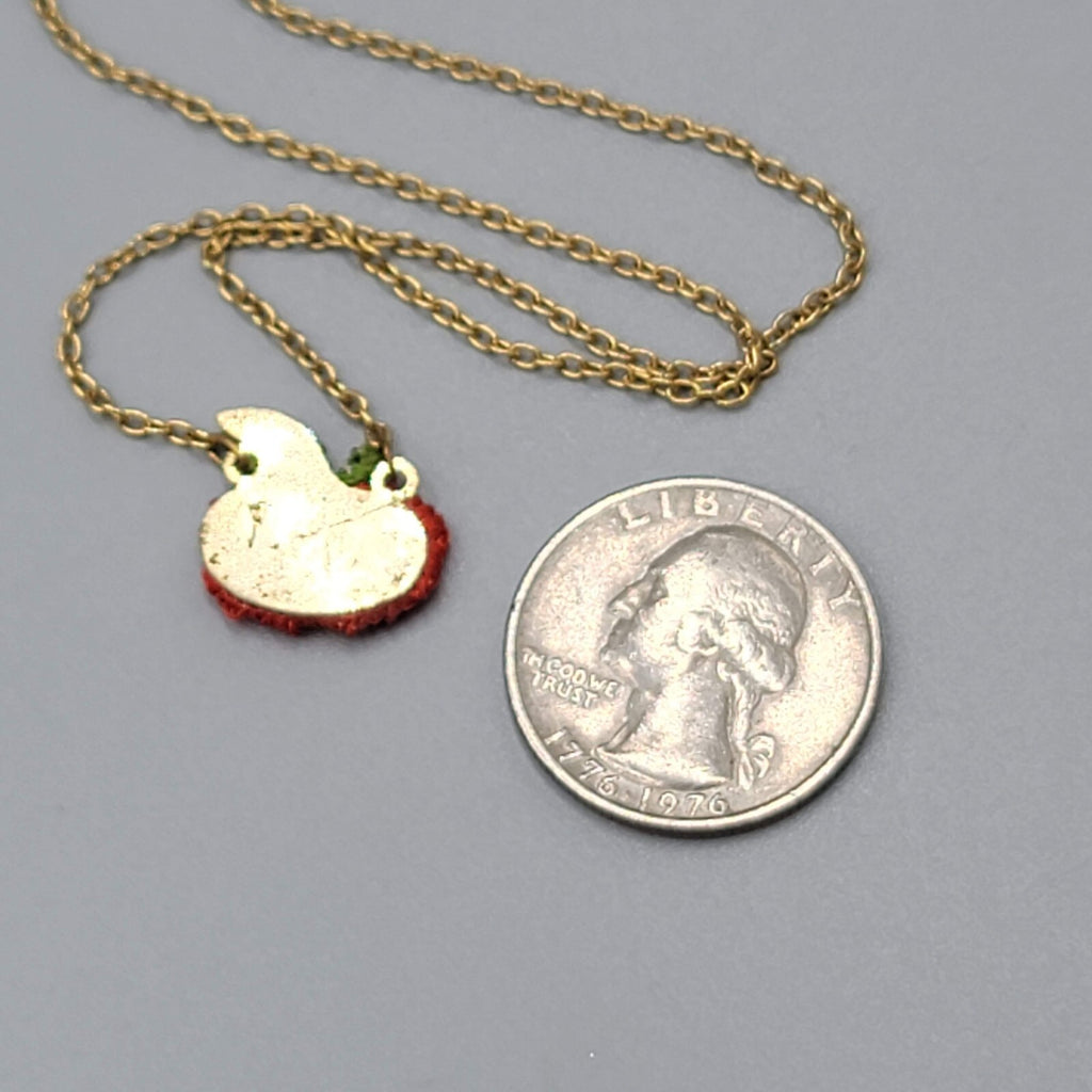 Vintage Apple Necklace CHILDRENS CHILDS Gold tone Chain 14"
