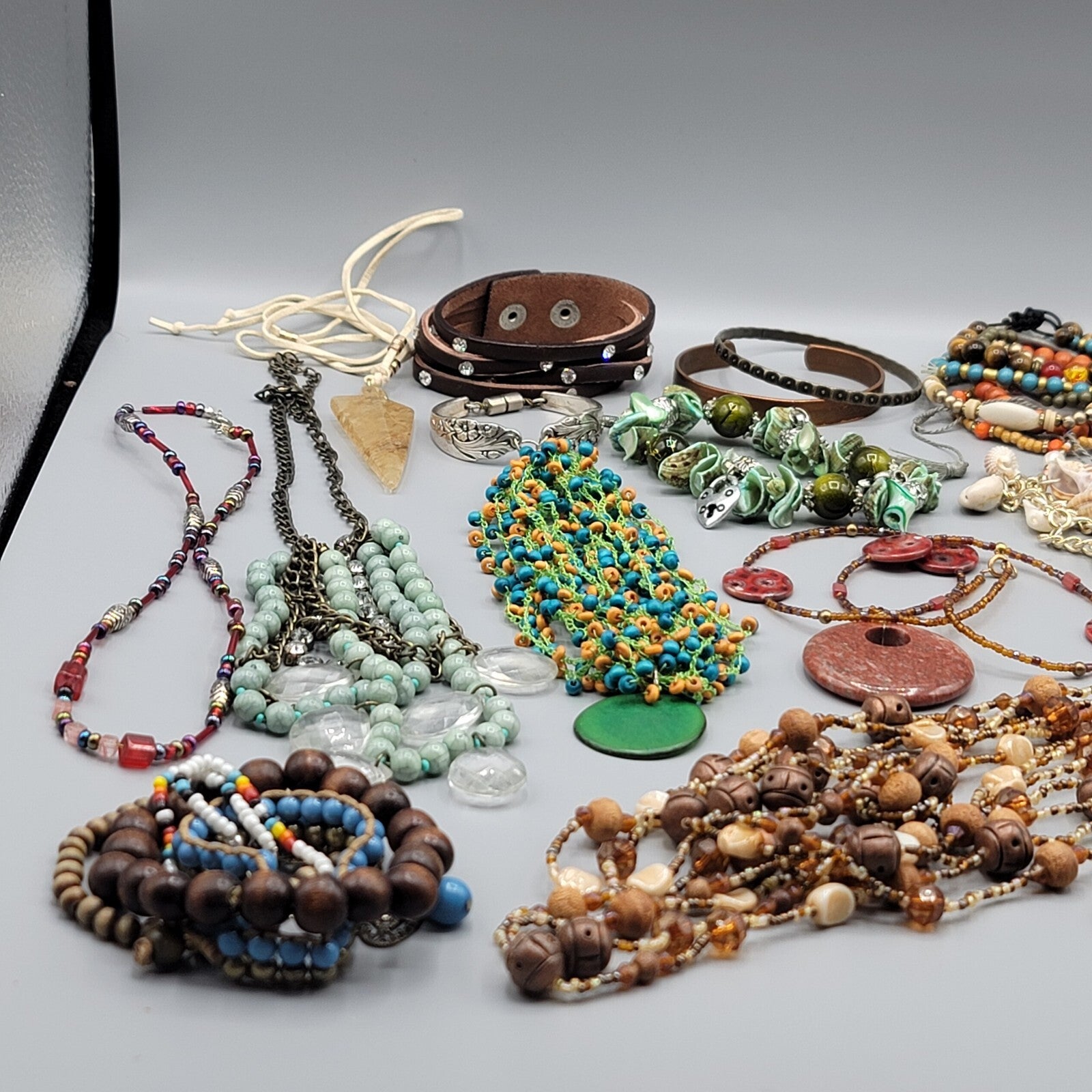 Colorful Jewelry Lot Necklaces Bracelets Beads 27 pcs All Wearble in Good Condit