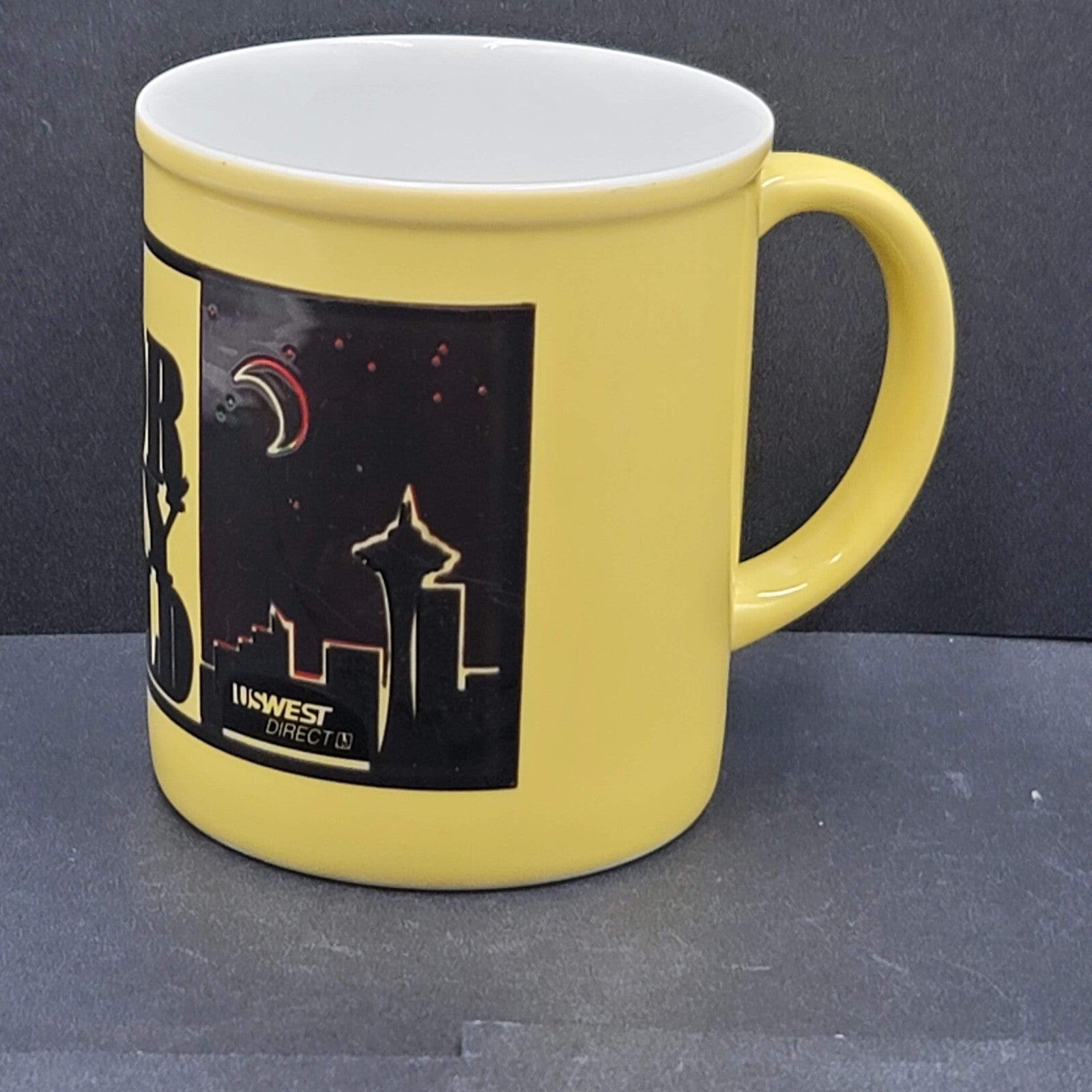 Vintage US West Color My World Coffee Mug Seattle Yellow 10 oz