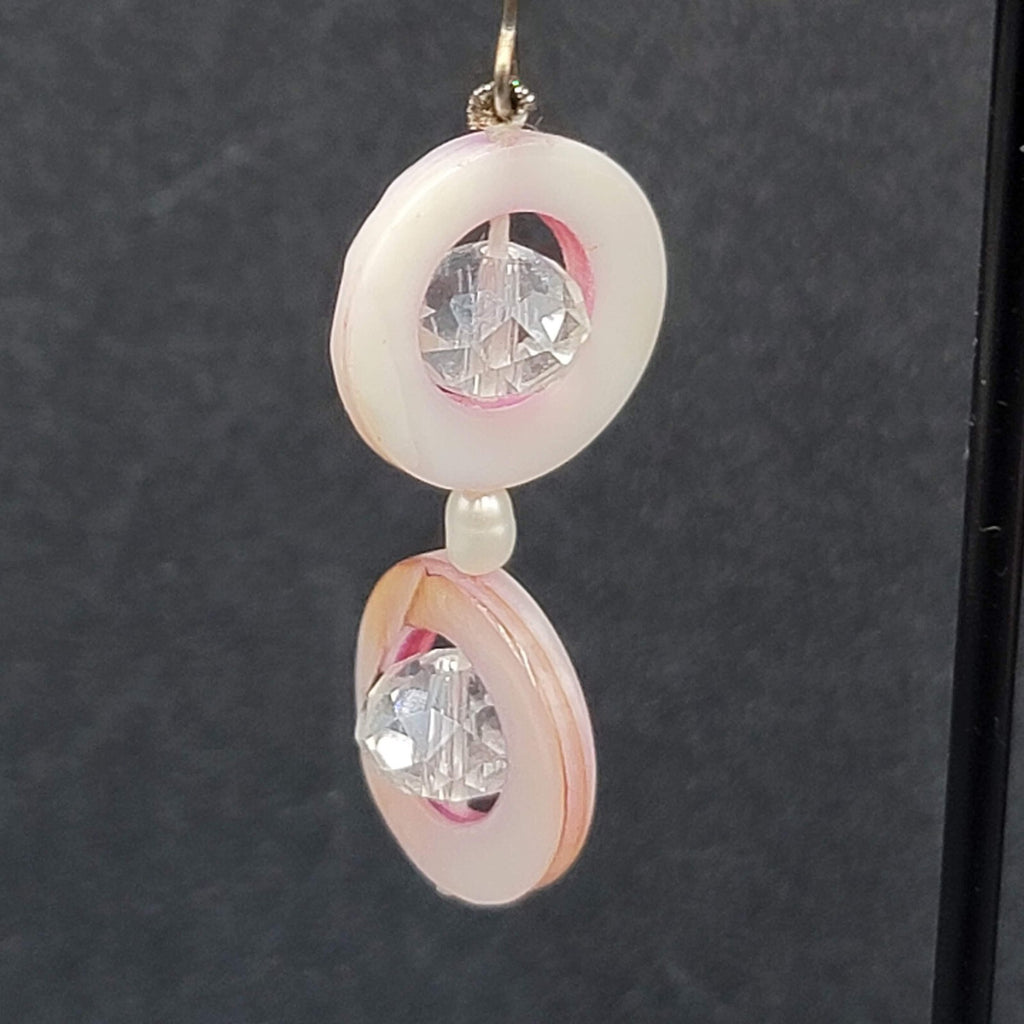 Pierced Earrings Mother of Pearl Unique Dangle 1.5"