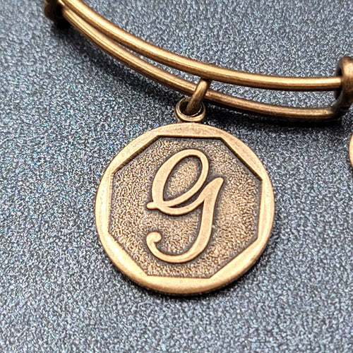 Alex and Ani Charm Bracelet Lot Monogram G Gold tone