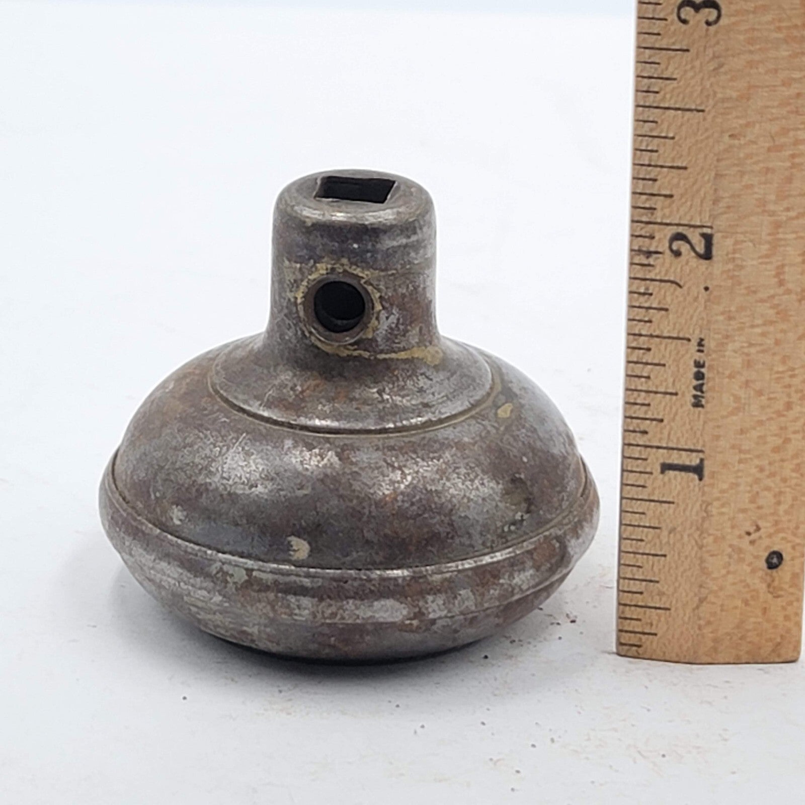 Vintage SINGLE Doorknob Gray Steel Ring Salvage Door Hardware 2.25"