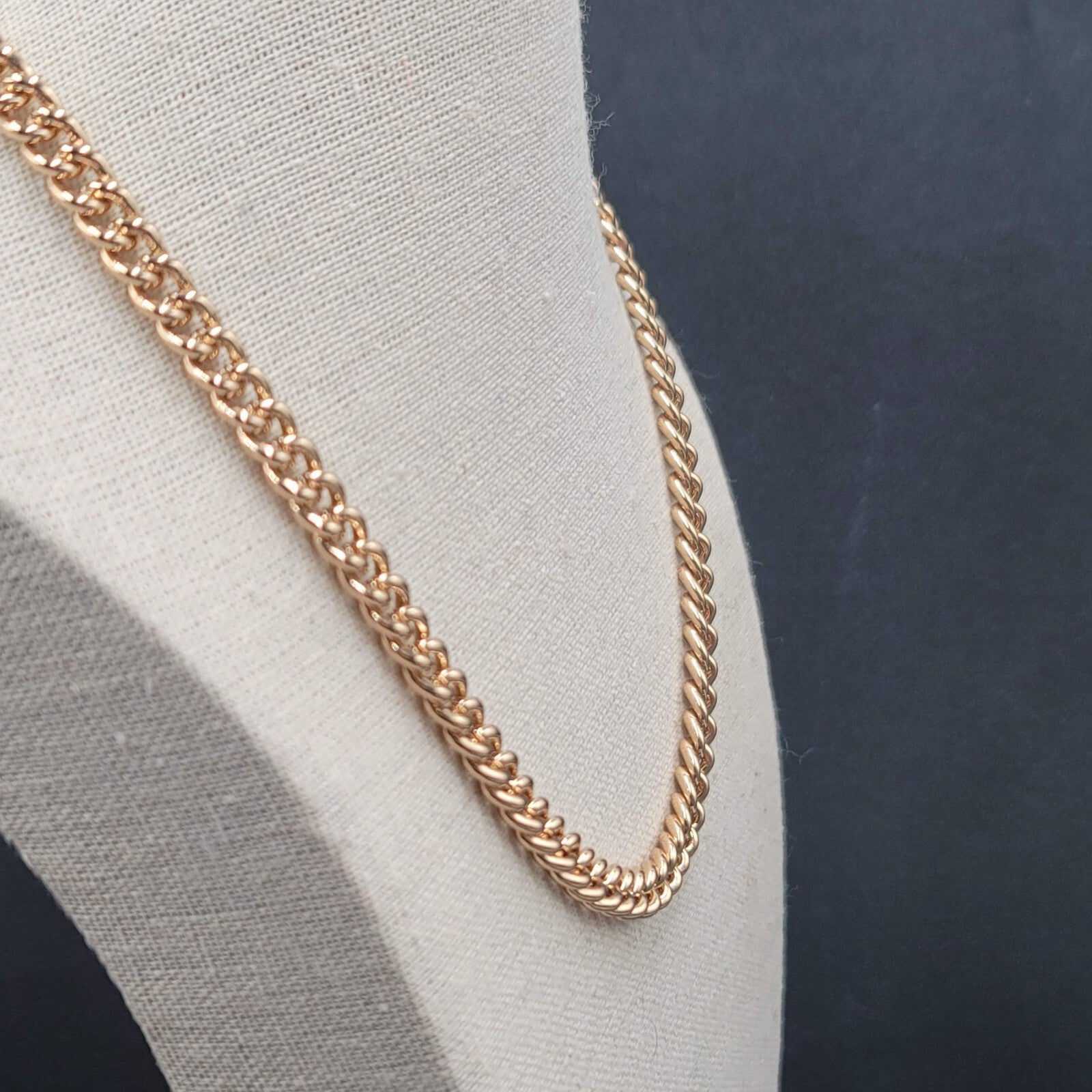High Polish Gold Plated Cuban Curb Chain Necklace 6mm 17''