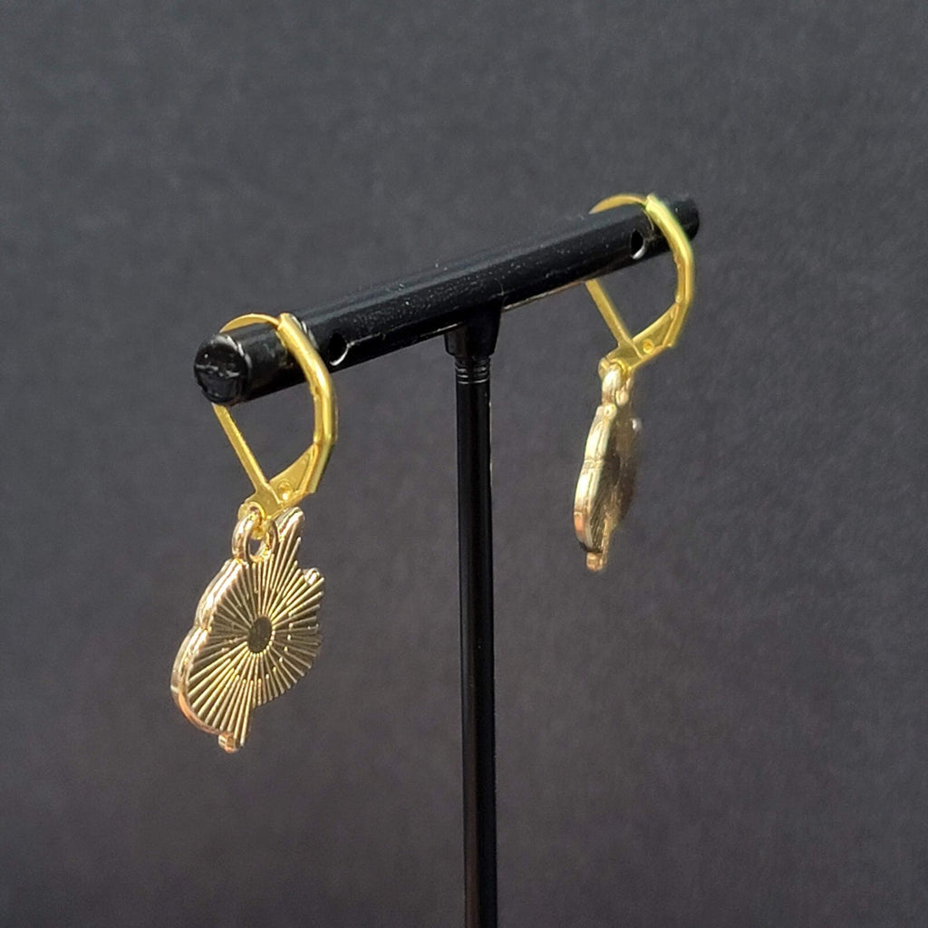 New Unicorn Pierced Earrings Gold tone Pink Enamel Dangle 5/8"