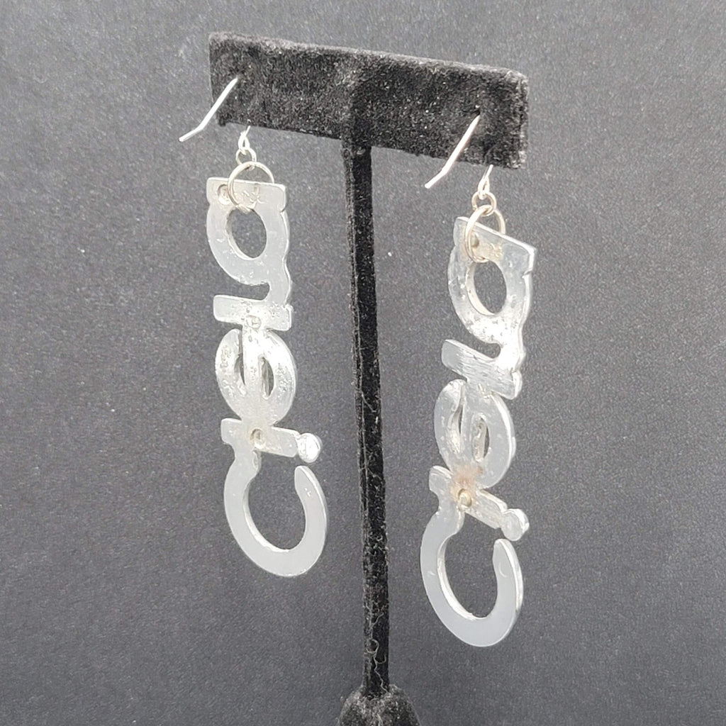 CIERA Pierced Earrings Silver tone Dangle  2.75" Oldsmobile Emblem
